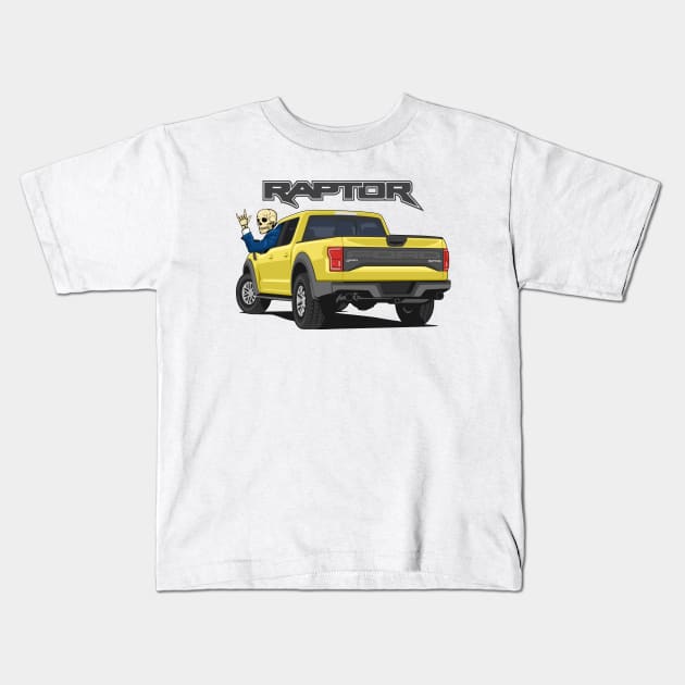 Truck ranger raptor f150 4x4 hand skull metal yellow Kids T-Shirt by creative.z
